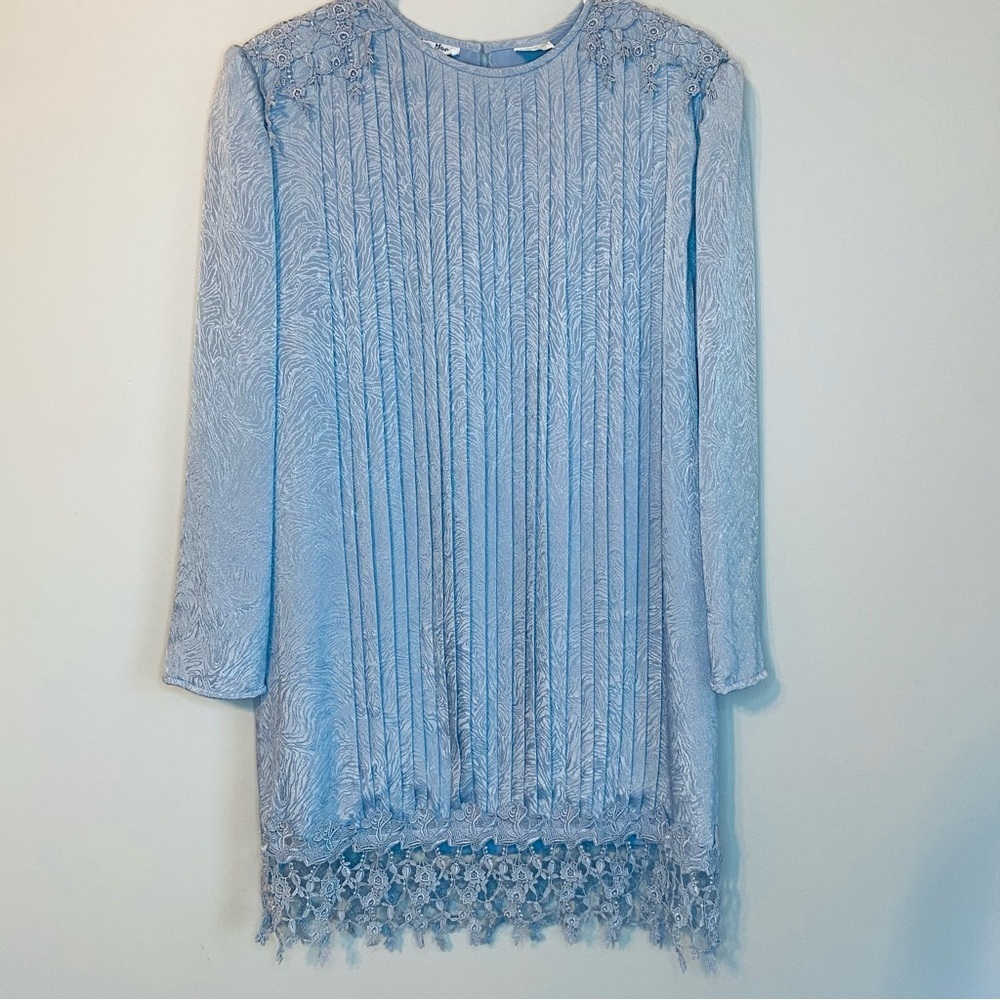 Rare Vintage GORGEOUS Light Blue Lace Mini Shift Dress - Picture 7 of 9